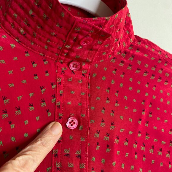 Charlotte Ford Boutique 100% Silk Fuchsia Collarless Button Front Dress Size 6 - Picture 15 of 15